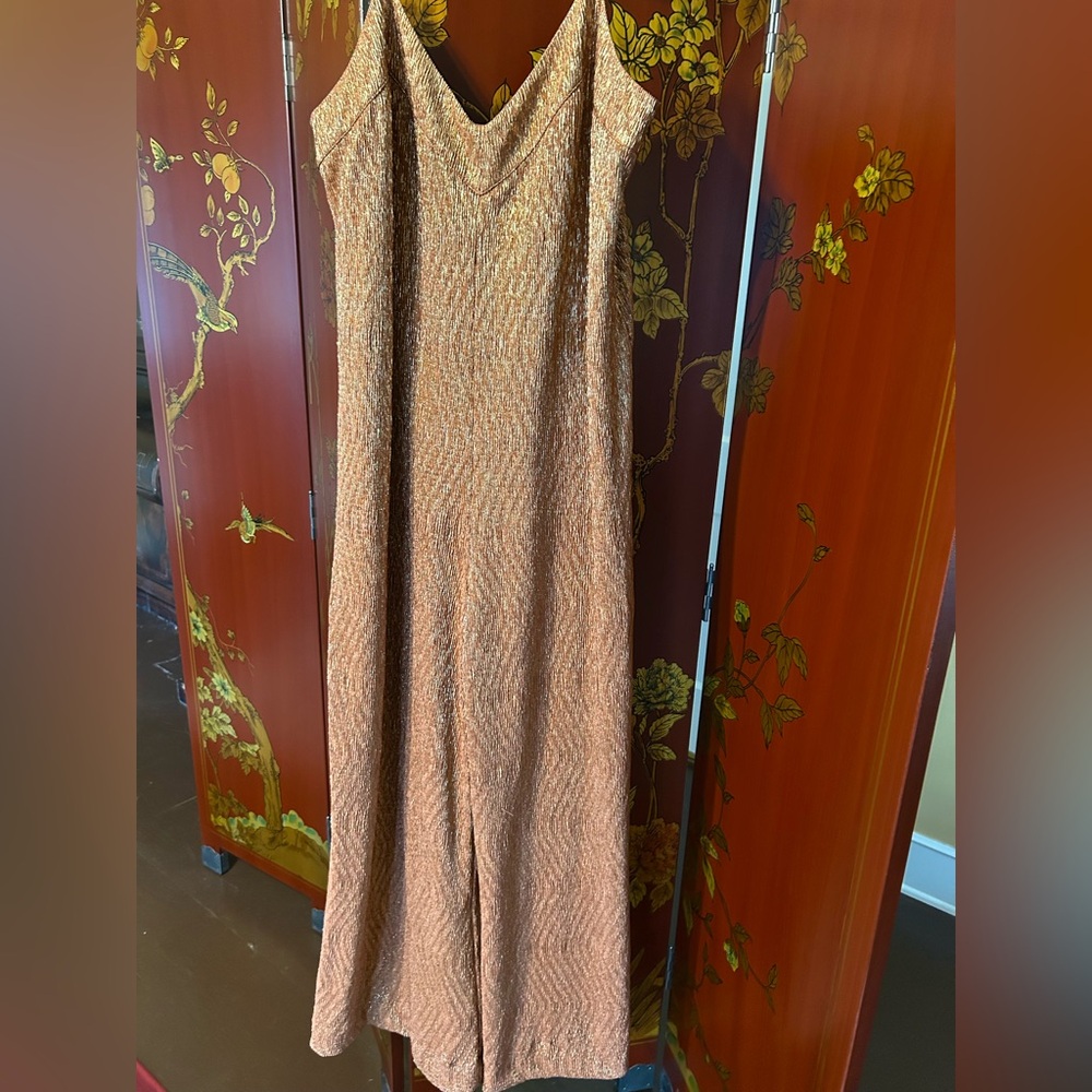 House of Harlow 1960 Revolve Karl Golden Jumpsuit Size XL